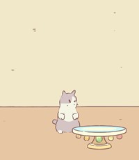 丸いテーブル」カラフル猫とスープ