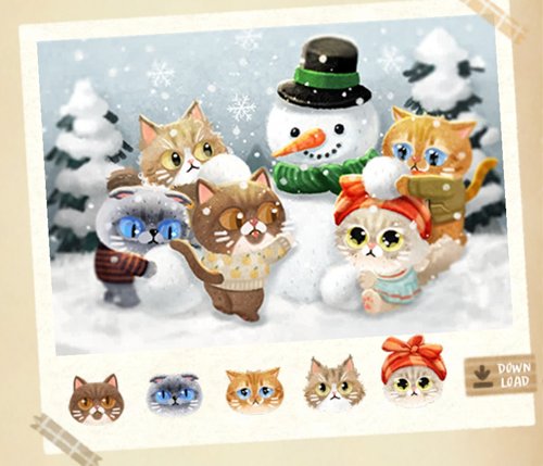 寒くても雪だるまは作りたい！猫と秘密の森